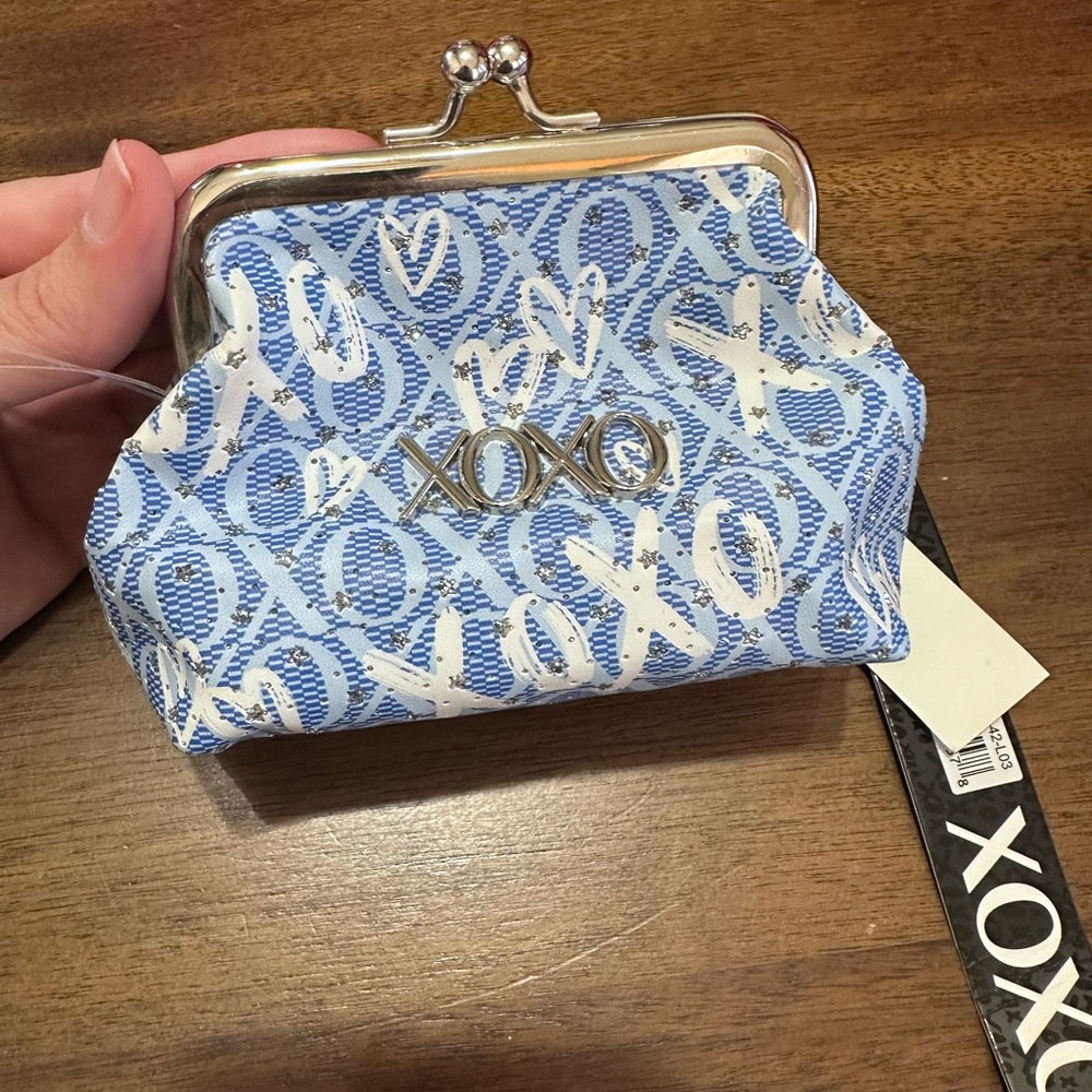 XOXO Blue and White Cosmetic Bag